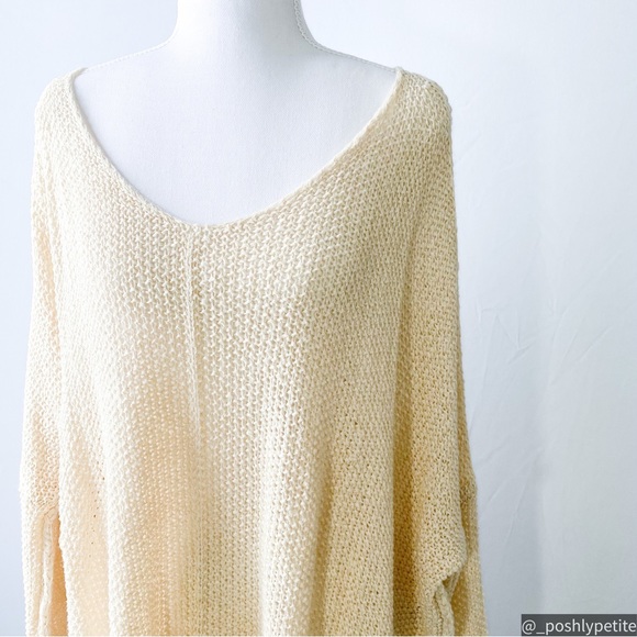 Cream open knit casual dropped shoulder sweater pullover - Picture 3 of 16